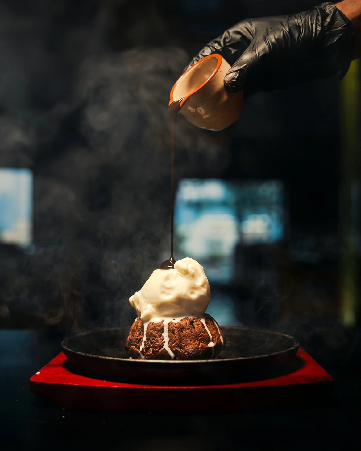 Sizzling molten lava dessert